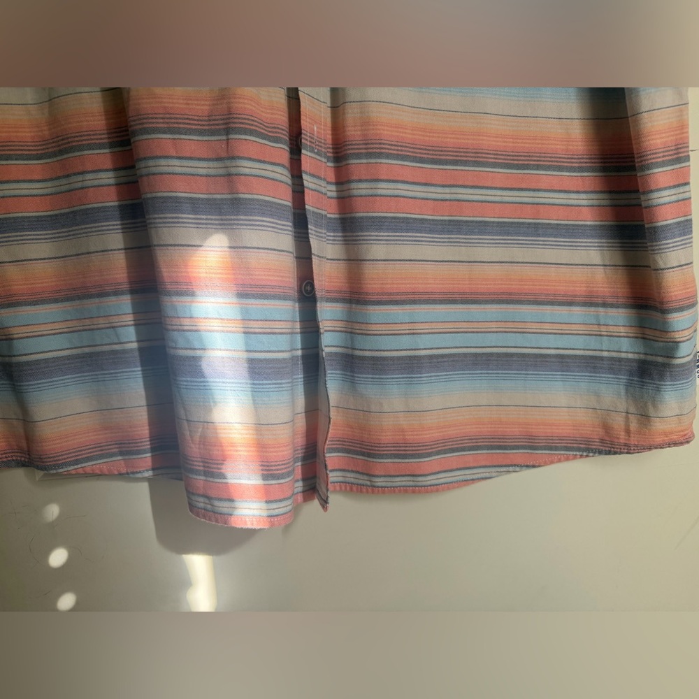 ROWM Men's Short Sleeve Striped Shirt Cotton Multi Color Orange XL zarape print - Picture 8 of 10